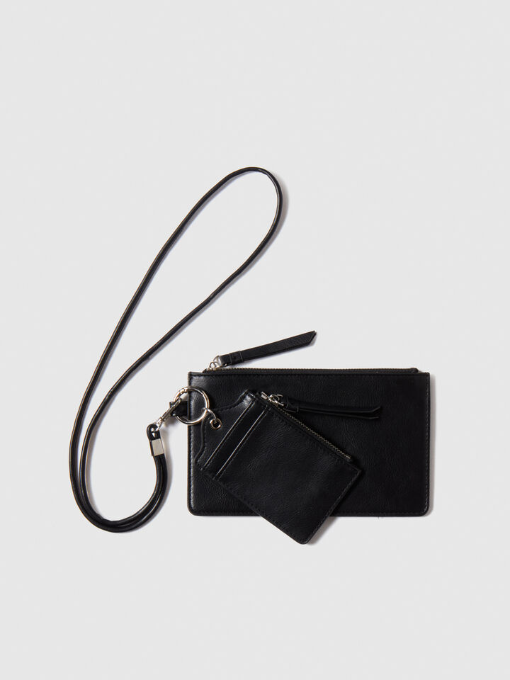 Cell phone holder with card holder - null - Black | Sisley image number 1